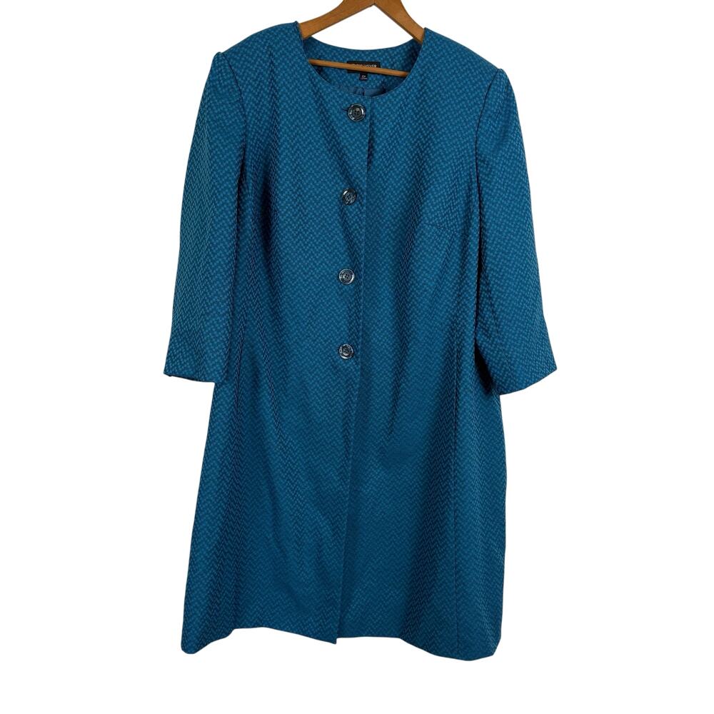 John Meyer Collection Women 2 PC Set Teal Coat Jacket Midi Dress 22W Business
